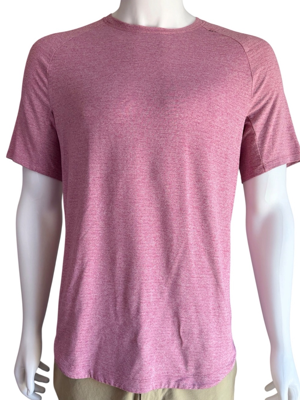 Lululemon Men’s Metal Vent Tech Short Sleeve Shirt Heather Pink Large EUC